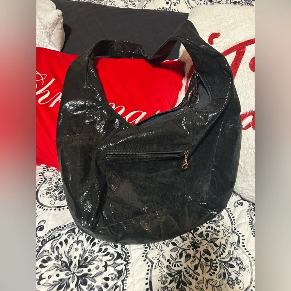 Black Shiny hobo Handbag